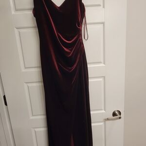 Betsy & Adam Deep Red Velvet Maxi Dress